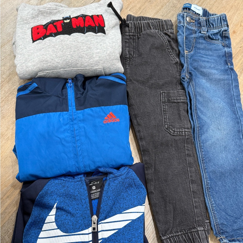 Toddler Boys Bundle Nike, Adidas Blue and Black Jeans 3-4T